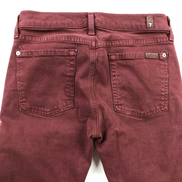 7 For All Mankind Womens 27 Red The Skinny Jeans - Picture 5 of 7
